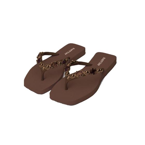 Chinelo Feminino Bico Quadrado Pedraria Rafitthy 022405