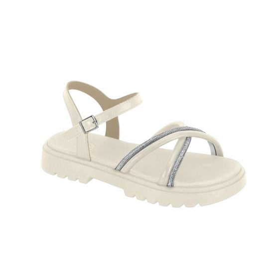 Sandália Infantil Tiras Cruzadas Strass Off Molekinha 020721