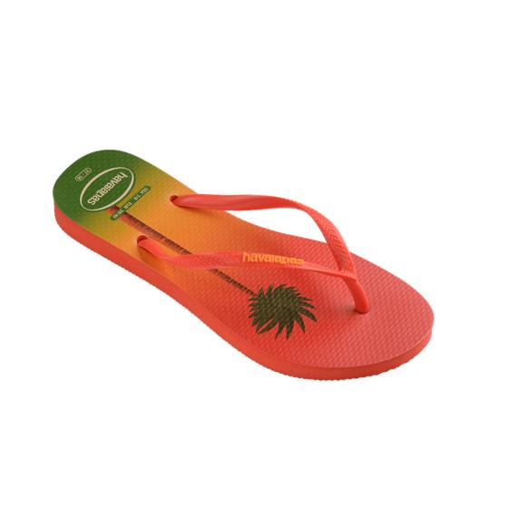 Chinelo Feminino Slim Top Postcard Laranja Havaianas